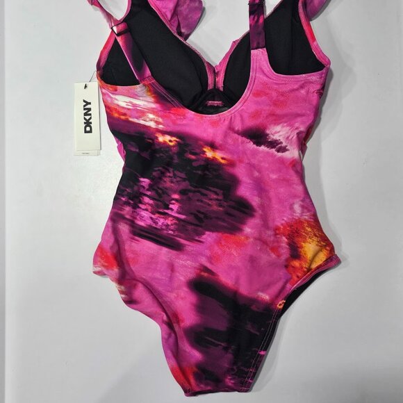 Dkny Ruffle Neck One-Piece Swimsuit - Picture 8 of 9